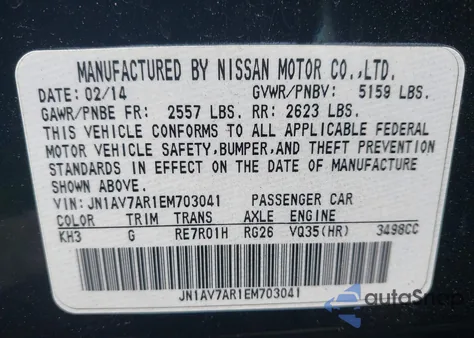 2014 Infiniti Q50 Hybrid Premium z USA, uszkodzony, nr VIN JN1AV7AR1EM703041